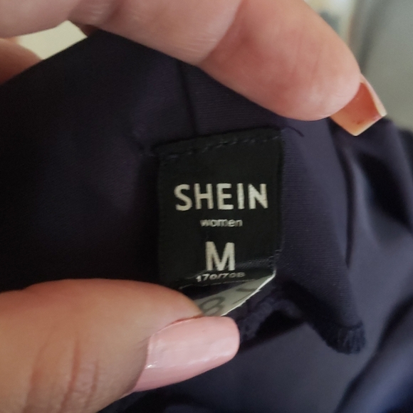 SHEIN Navy Blue High-Waisted Paperbag Trousers – Size M - Picture 3 of 3